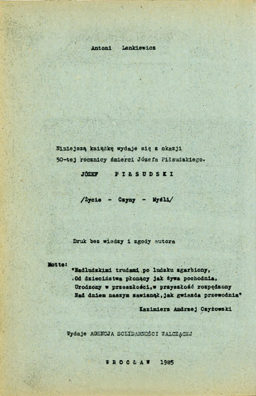 Antoni Lenkiewicz, Jzef Pisudski